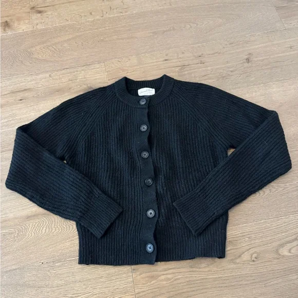 Universal Thread Black Ribbed Button-Up Women’s Cardigan - Picture 1 of 5